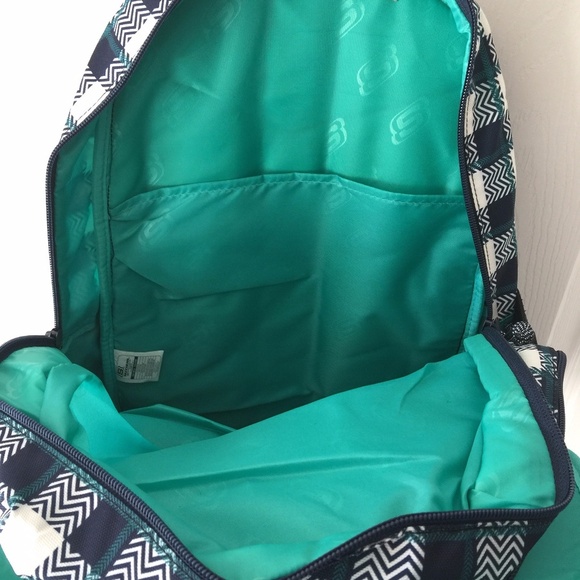 Large Navy Blue Green Plaid Laptop Backpack School Bag Knapsack